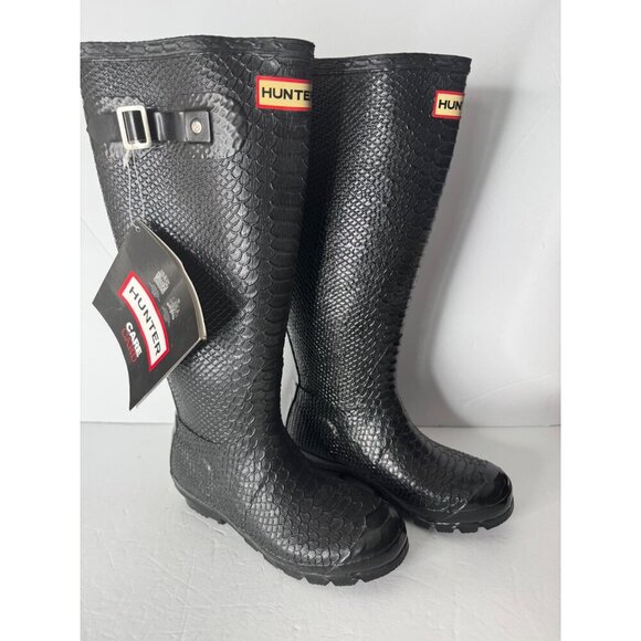 NEW Hunter Hunter Carnaby Boa Snake Rain Boots Black EU 35 36 US 5 UK 3 - Picture 6 of 12